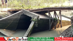 বরিশালে বক্স কালভার্ট ধ্বসে খালে