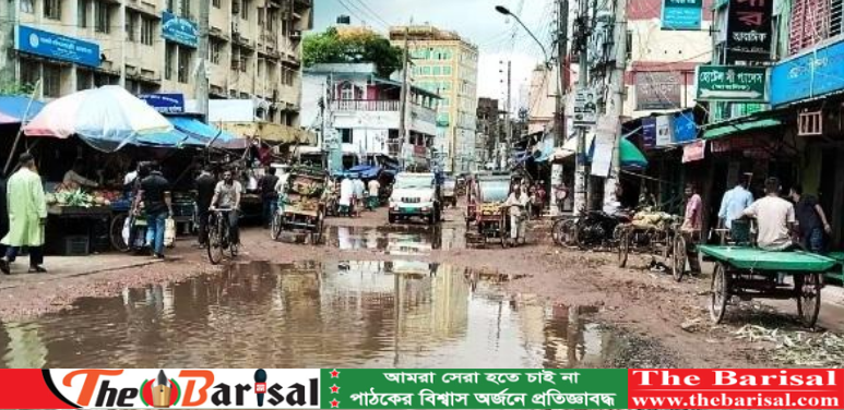 বরিশালের পোর্ট রোড সড়কের বেহাল দশা
