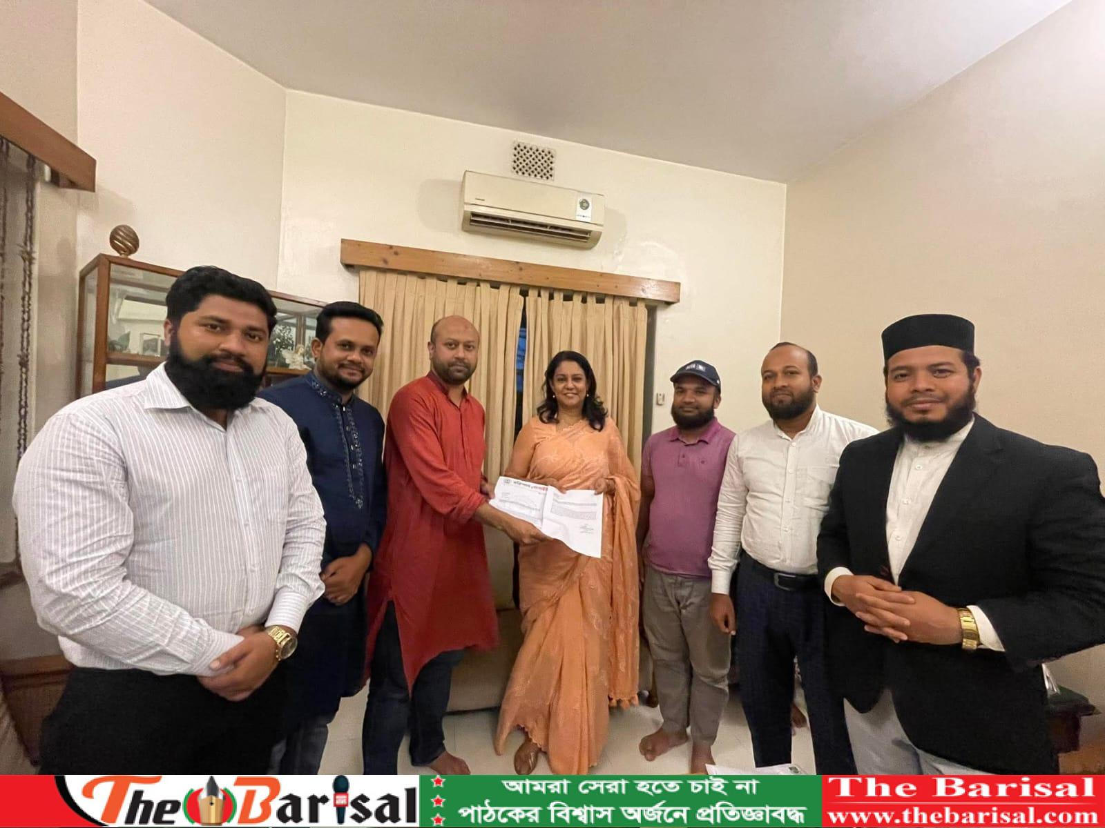 বাবুগঞ্জ মুলাদীর নদী ভাঙ্গন প্রতিরোধে পানি সম্পদ মন্ত্রণালয়ের উপদেষ্টা বরাবর স্মারকলিপি